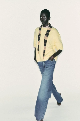 Трикотажный джемпер OVERSIZE с короткими рукавами- Заказать в России