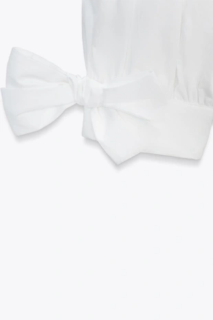 Рубашка из поплина с завязками