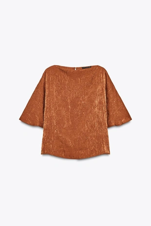 Атласный топ с эффектом жатости- Заказать в России