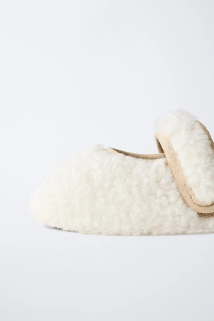 Балетки с отделкой из меха овечки - Заказать в России