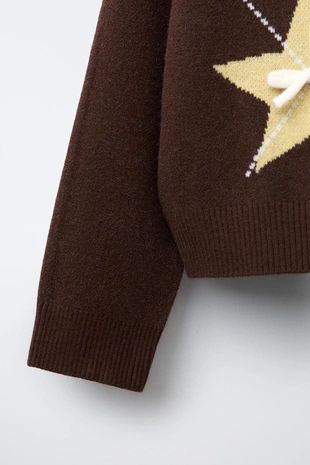 Свитер с узором «ромбы» и бантами- Заказать в России