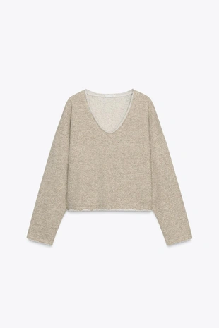 Толстовка в стиле рустик с V-образным вырезом- Заказать в России