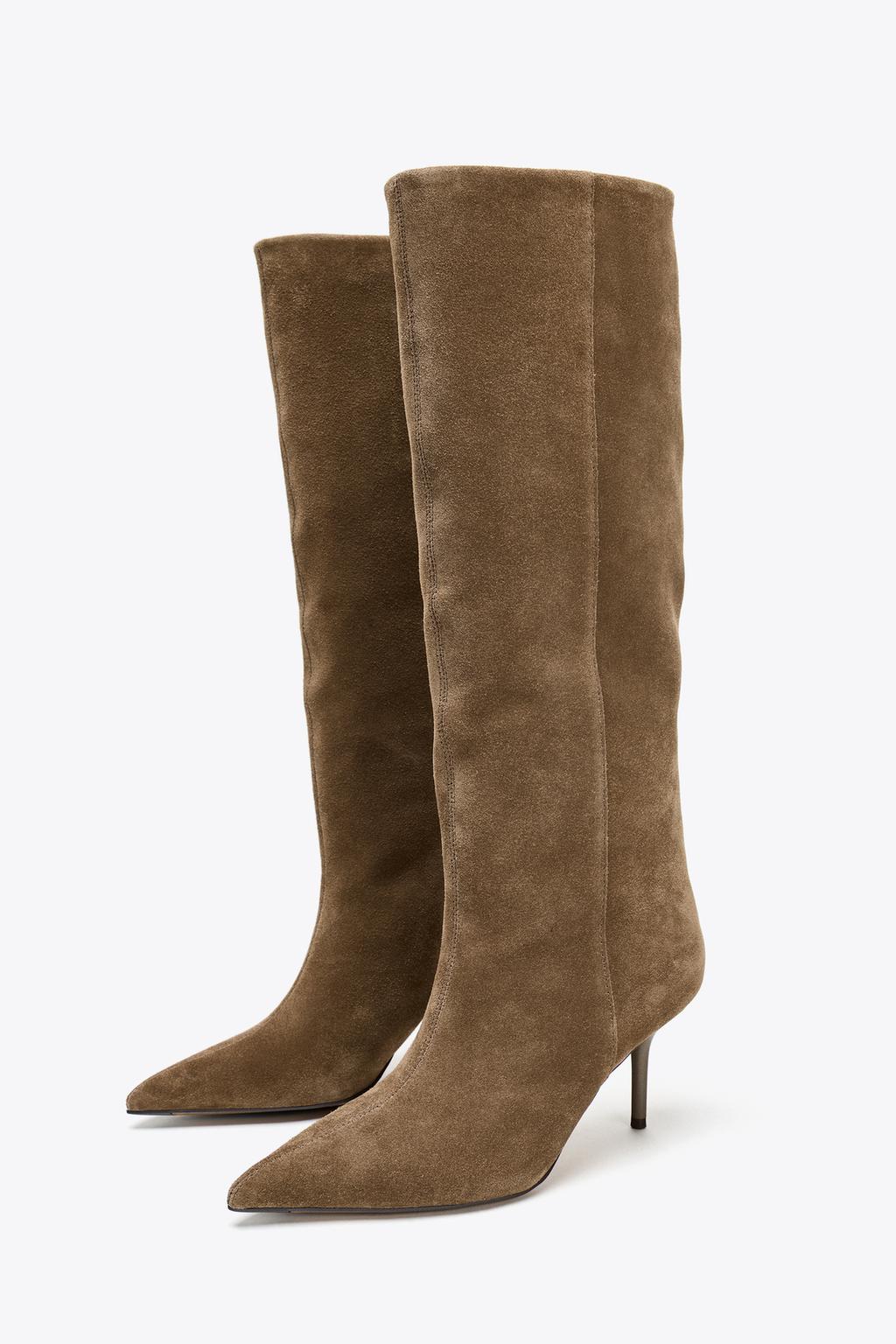 ЗАМШЕВЫЕ САПОГИ НА ТОНКОМ КАБЛУКЕ