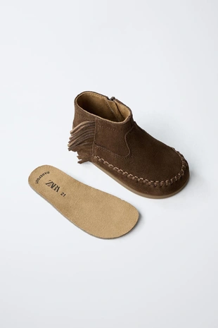 Кожаные сапоги с бахромой- Заказать в России