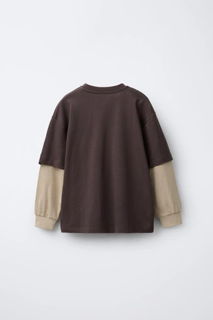 Футболка с двойными рукавами в стиле преппи- Заказать в России