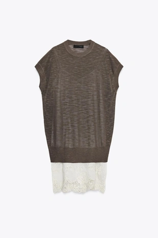 Трикотажное платье с комбинированной отделкой- Заказать в России