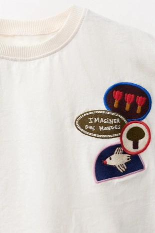 Ecru | 5643/954/712 - Zara Футболка с вышивкой