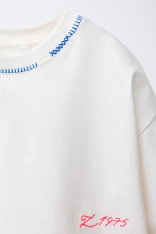 Ecru | 6208/964/712 - Zara Футболка с вышивкой лангуста