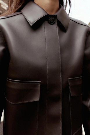 Короткая куртка из искусственной кожи- Заказать в России