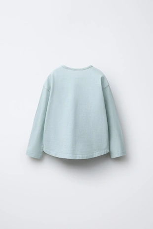 Лонгслив из ткани с эффектом потертости с надписью