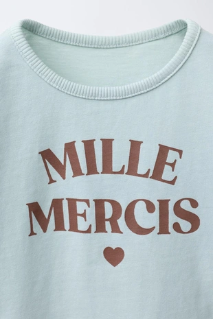 Лонгслив из ткани с эффектом потертости с надписью