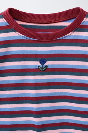 Футболка в полоску из тканей с вышивкой- Заказать в России