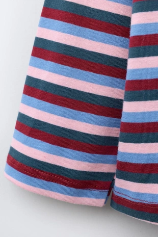 Футболка в полоску из тканей с вышивкой- Заказать в России