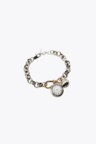 PACK OF 2 COMBINED BRACELETS WITH CLOCK AND BELL CHARMS- Заказать в России