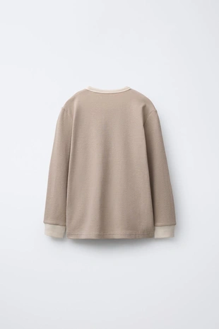 camel | 0722/783/707 - Zara 6-14 лет/пижама в рубчик с контрастной отделкой