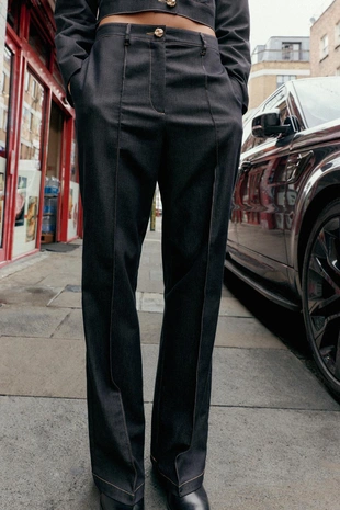 Брюки прямого кроя со стрелкой- Заказать в России