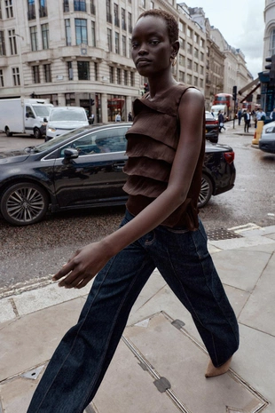 Атласный топ с воланами- Заказать в России