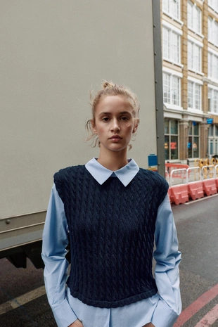 Комбинированная рубашка из поплина- Заказать в России