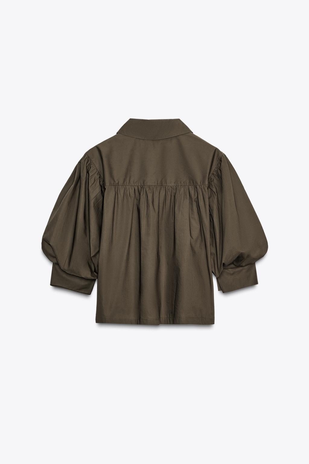 РУБАШКА ИЗ ПОПЛИНА С ОБЪЕМНЫМИ РУКАВАМИ — ZW COLLECTION