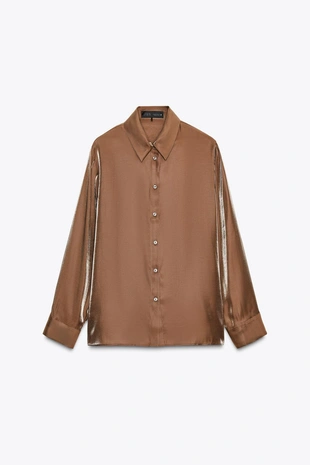 Перламутровая струящаяся рубашка- Заказать в России