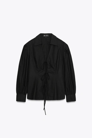 Рубашка из поплина с завязками — ZW COLLECTION- Заказать в России