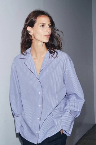 Рубашка с контрастной отделкой ZW COLLECTION- Заказать в России