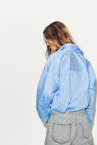 Рубашка из поплина с пуговицами- Заказать в России