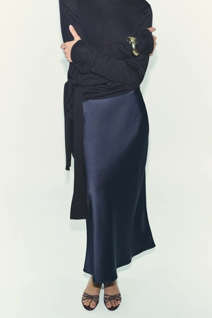 Атласная юбка миди- Заказать в России