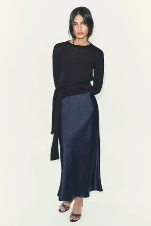 Атласная юбка миди- Заказать в России