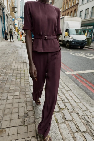 Прямые брюки с декоративной строчкой- Заказать в России