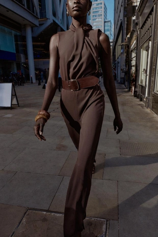 Brown | 2298/173/700 - Zara Комбинезон без рукавов с поясом