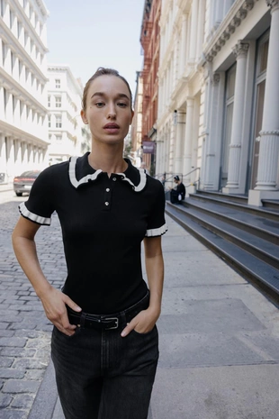 Футболка поло со стразами- Заказать в России