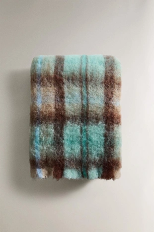 Плед из шерстяной смеси с простым дизайном- Заказать в России