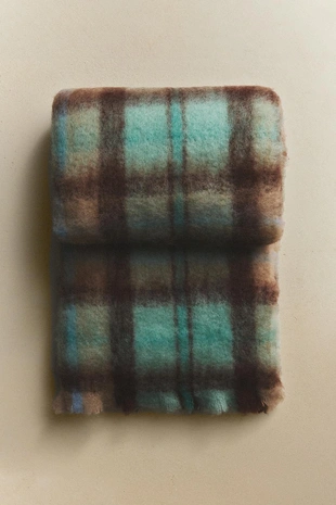 Плед из шерстяной смеси с простым дизайном- Заказать в России