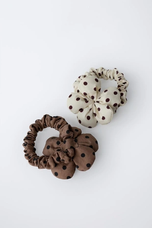 Набор из двух резинок для волос с цветами и горошком- Заказать в России