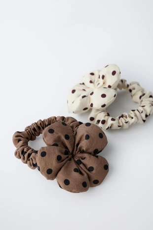Набор из двух резинок для волос с цветами и горошком- Заказать в России