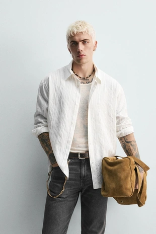 Рубашка струящегося покроя в полоску- Заказать в России