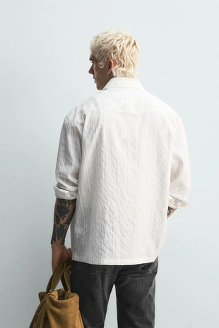 Рубашка струящегося покроя в полоску- Заказать в России