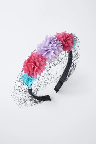 Ободок для костюма с цветами и сеткой- Заказать в России