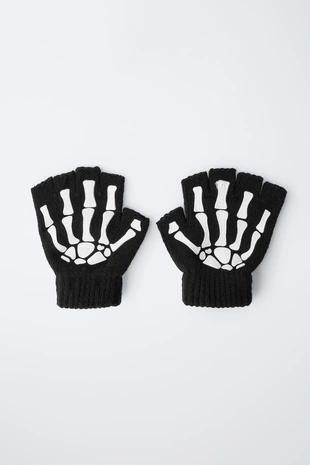 Вязаные митенки с карнавальным принтом «скелет»- Заказать в России