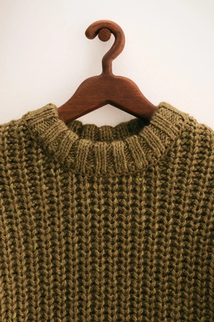 Mid-green | 5536/650/527 - Zara ZARA TIMELESS — свитер крупной вязки из шерсти