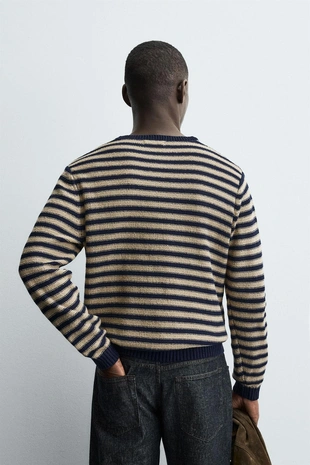 Ecru / Navy | 9598/310/066 - Zara Жаккардовый джемпер в полоску