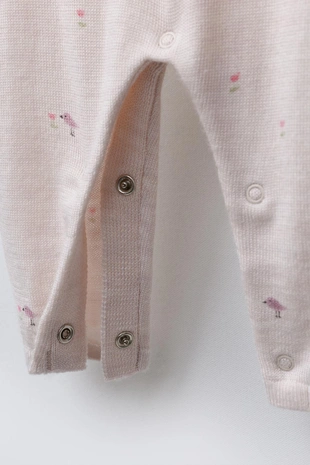 Длинный комбинезон с принтом «птички» (100% шерсть)- Заказать в России