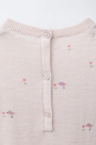 Длинный комбинезон с принтом «птички» (100% шерсть)- Заказать в России