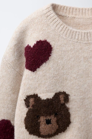 Трикотажный джемпер с мишками и сердечками- Заказать в России