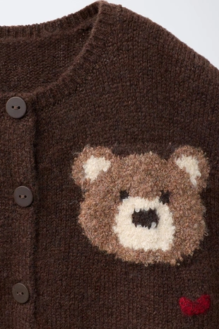 Вязаный кардиган с мишками и сердечками- Заказать в России