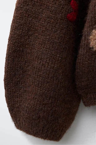 Вязаный кардиган с мишками и сердечками- Заказать в России