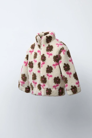 Купить Zara Куртка из искусственной овчины с цветочным принтом