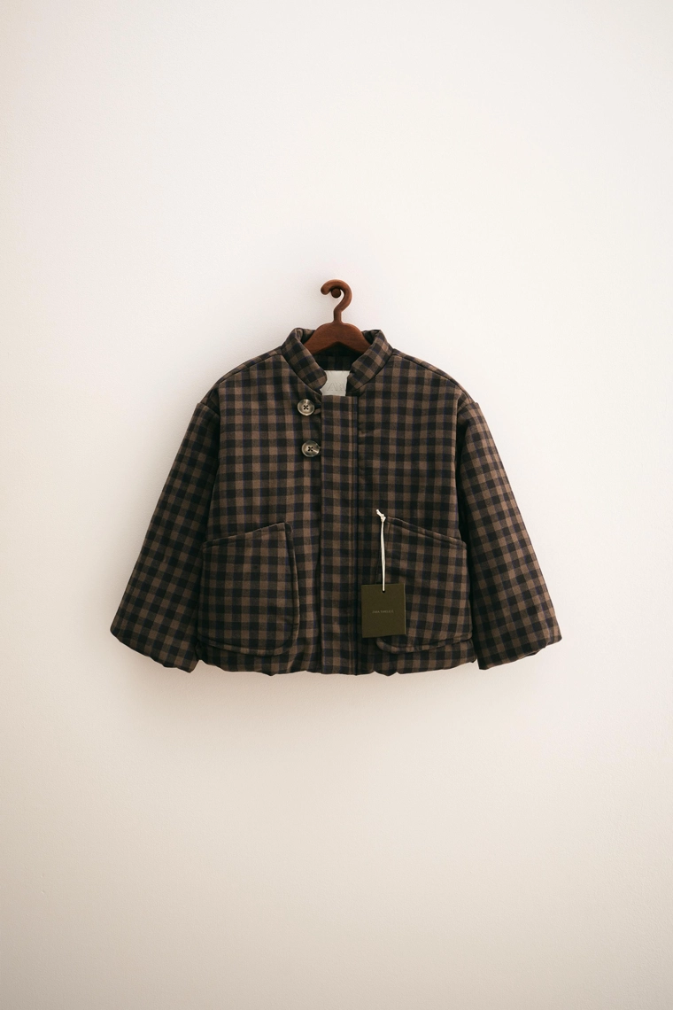 Пальто zara timeless с клетчатым узором и пуховым наполнителем