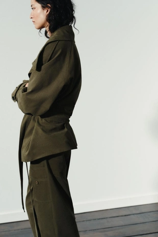 Хлопковый тренч с поясом- Заказать в России